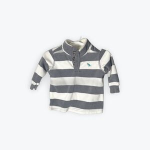 Preloved Carter's Gray and White Pullover Striped Fleece